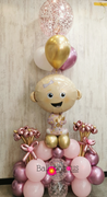 Baby Girl - arrangement with chrome balloons and big confetti balloon