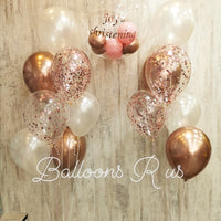 Customized Bunch of chrome and confetti balloons