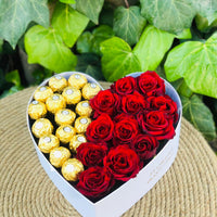 Red Roses & Ferrero Rocher Haert Shape Box