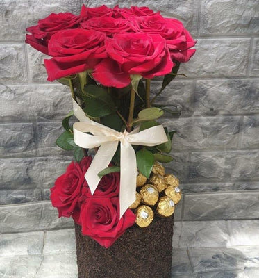 Red Roses & Ferrero Rocher Vase