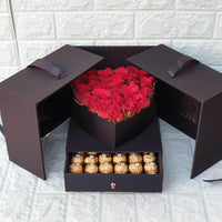 What You Love Red Roses & Ferrero Rocher Heart Shape Box