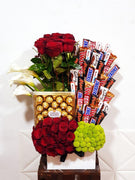Amazing Set of Roses , Ferrero Rocher & Mixed Chocolate